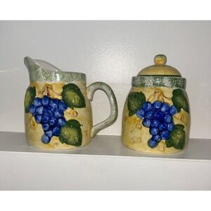 Panware Home Essentials Ceramic Grape Creamer and Sugar Bowl Set